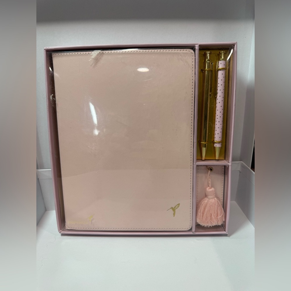 Papyrus Blush Pink Journal Gift Set w/ 2 Gold Pens & Tassel Bookmark – New
